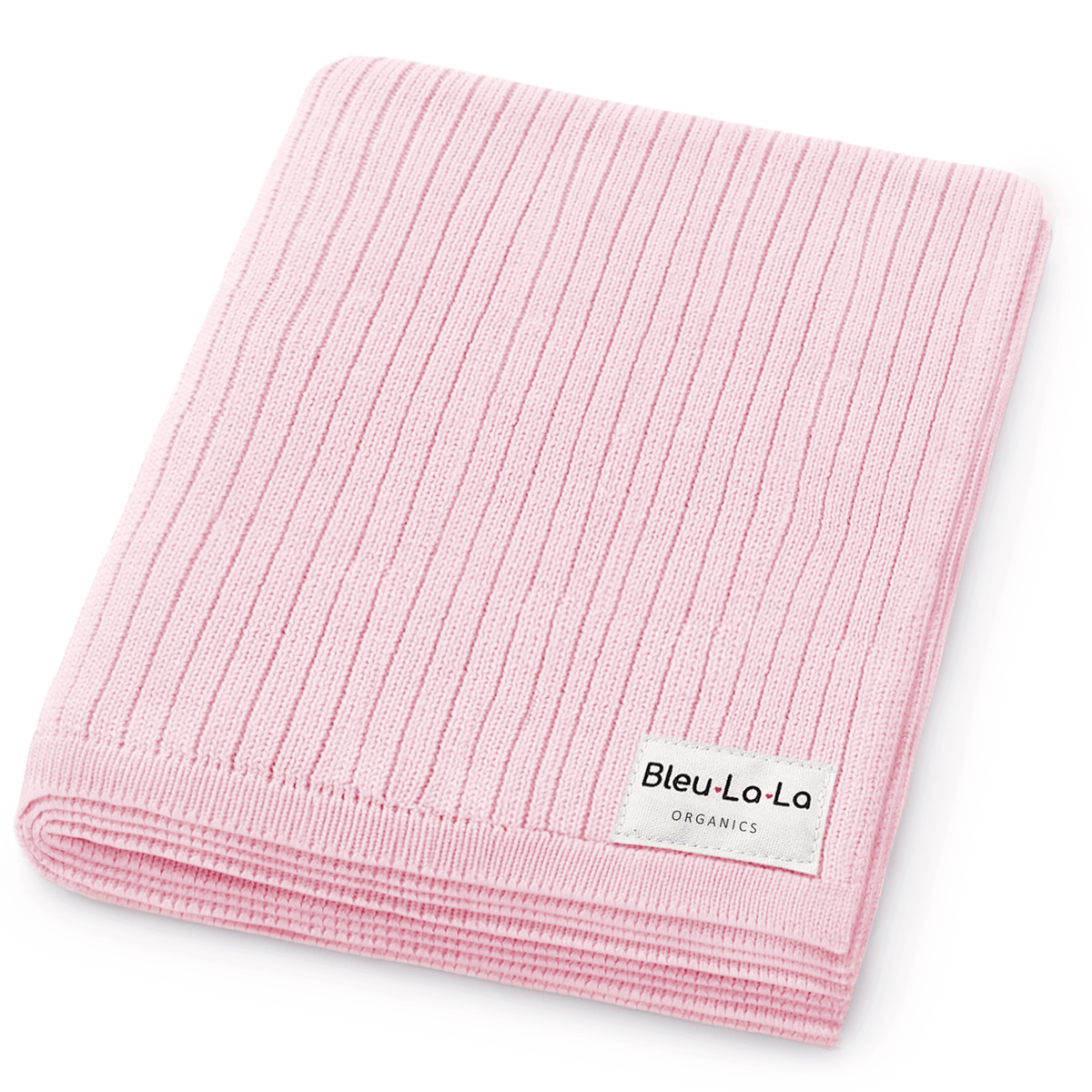 Baby Organic Ribbed Knit Cotton Baby Blanket Bleu La La