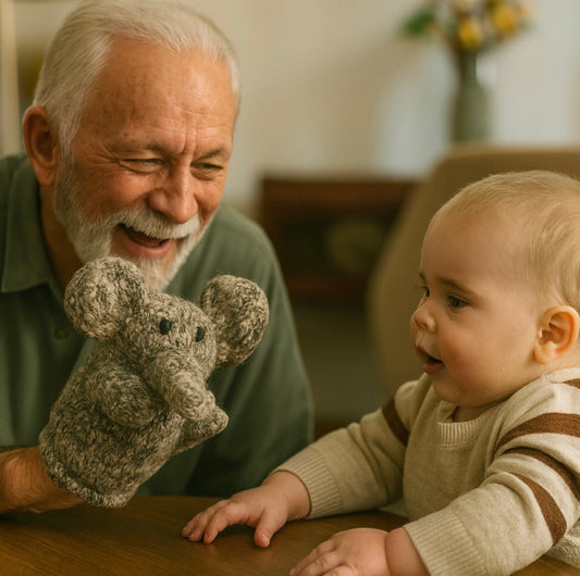 Baby Organic Wool Knit Hand Puppet | Elliot the Elephant finn + emma