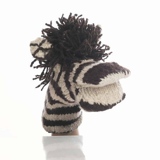 Baby Organic Wool Knit Hand Puppet | Zachary the Zebra finn + emma