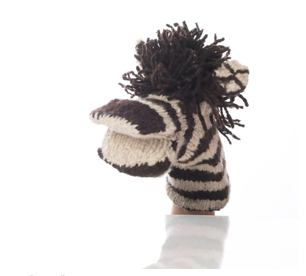 Baby Organic Wool Knit Hand Puppet | Zachary the Zebra finn + emma