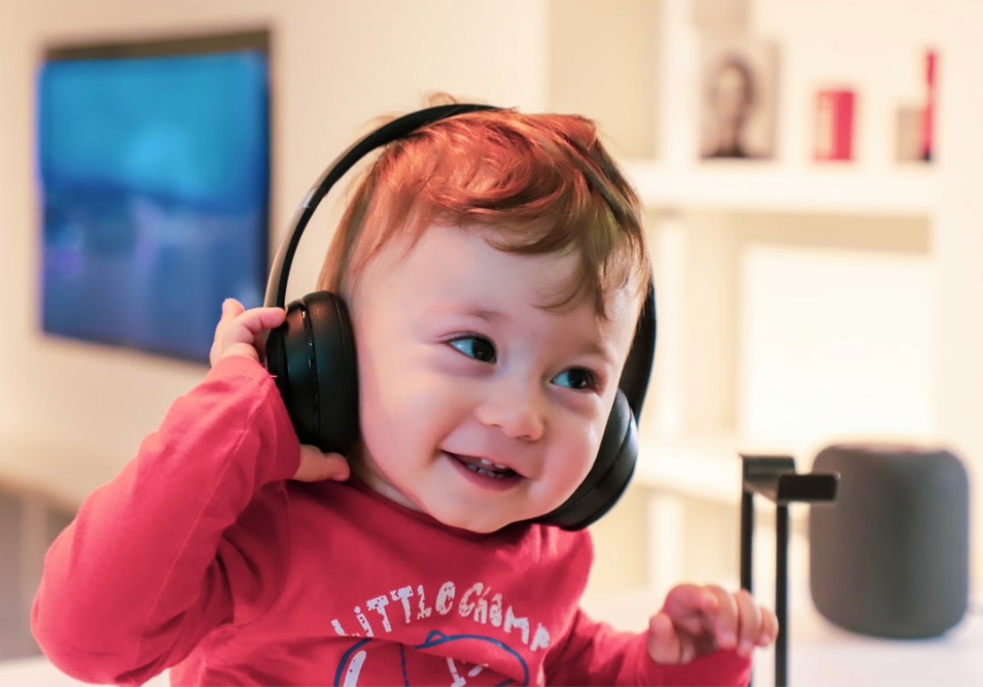 baby with headphones