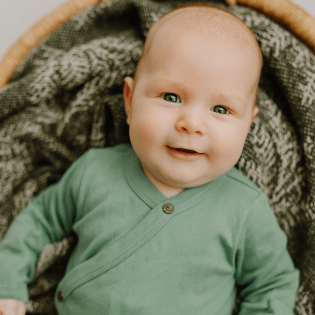 Baby long bodysuit | Basil Green finn + emma