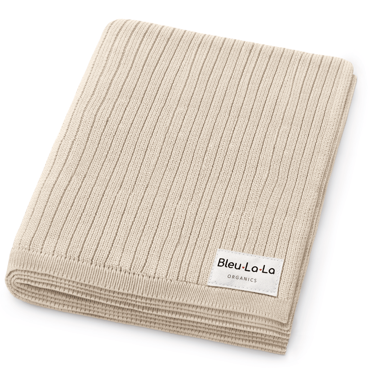 Baby Organic Ribbed Knit Cotton Baby Blanket Bleu La La
