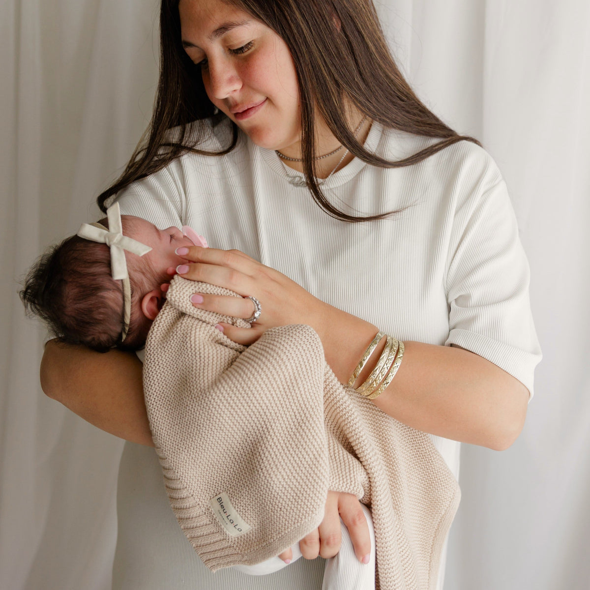 Baby Heritage Knit - 100% Organic Cotton Luxury Knit Baby Swaddle Bleu La La