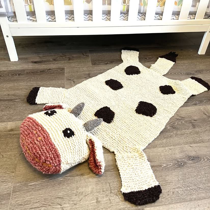 Baby Organic Wool Play Mat + Nursery Rug  | Cow finn + emma