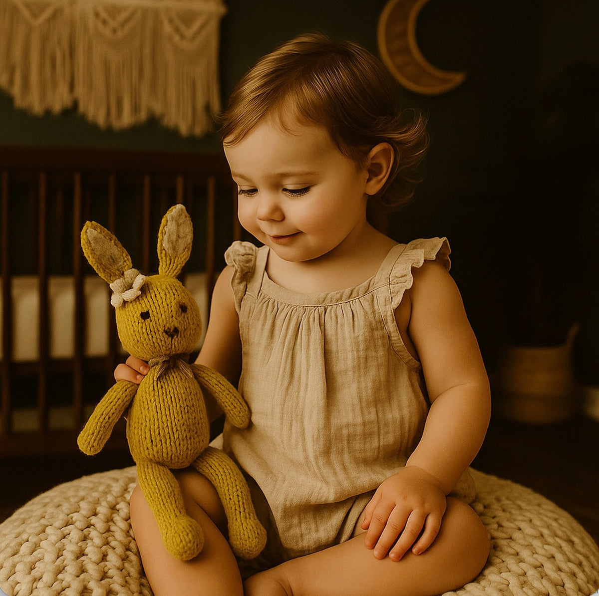 Baby Wool Knit Buddy  | Ditsy Rabbit (LARGE) finn + emma