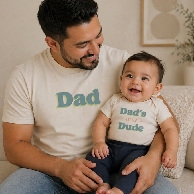 Baby graphic bodysuit | dads little dude finn + emma