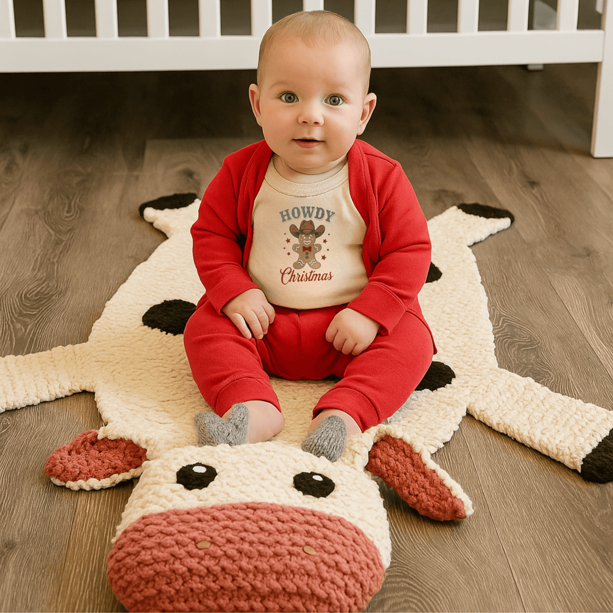 Baby Organic Wool Play Mat + Nursery Rug  | Cow finn + emma