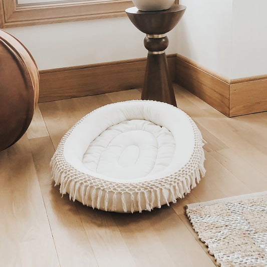 Baby Macrame Lounge Mat & Love Mom Bodysuit Bundle finn + emma