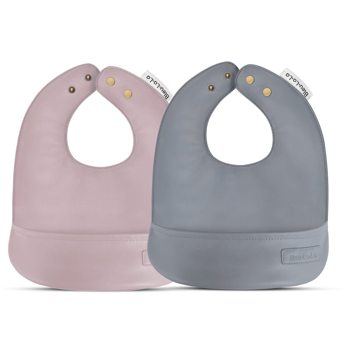 Baby Classic - Set of Soft Vegan Leather Easy Clean Bibs 0-12 Months Bleu La La