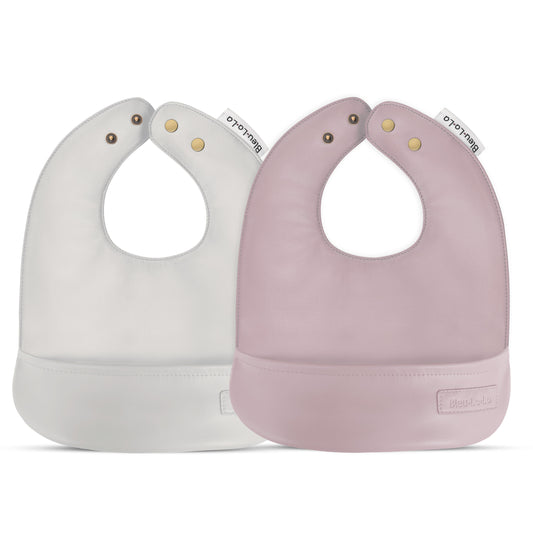 Baby Classic - Set of Soft Vegan Leather Easy Clean Bibs 0-12 Months Bleu La La