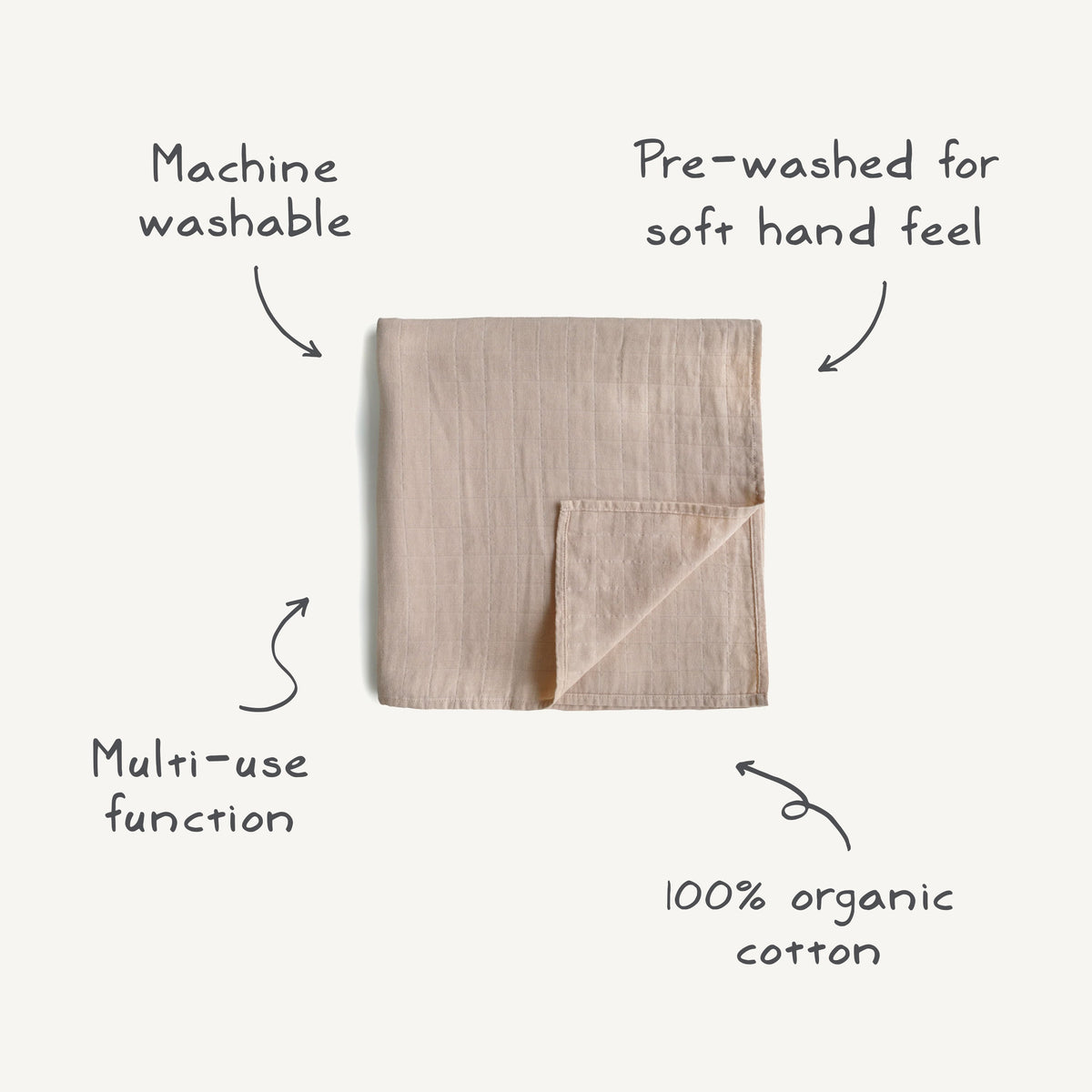 Baby Organic Cotton Muslin Swaddle Blanket Mushie