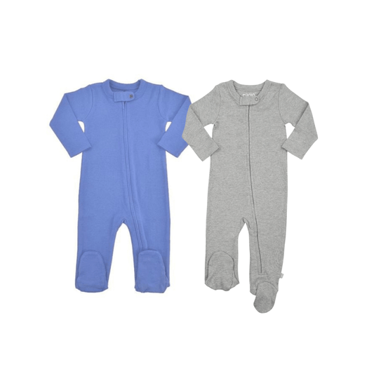 Baby 2 pc. zipper footie set | light blue & heather grey finn + emma