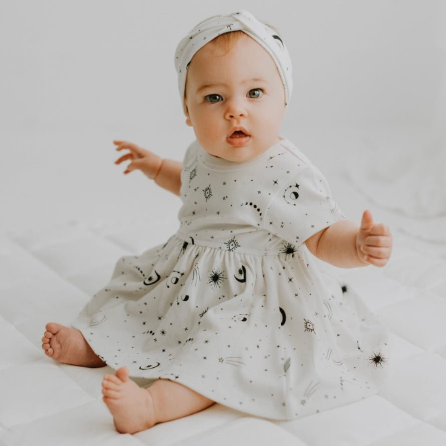 Baby short sleeve twirl dress | celestial finn + emma