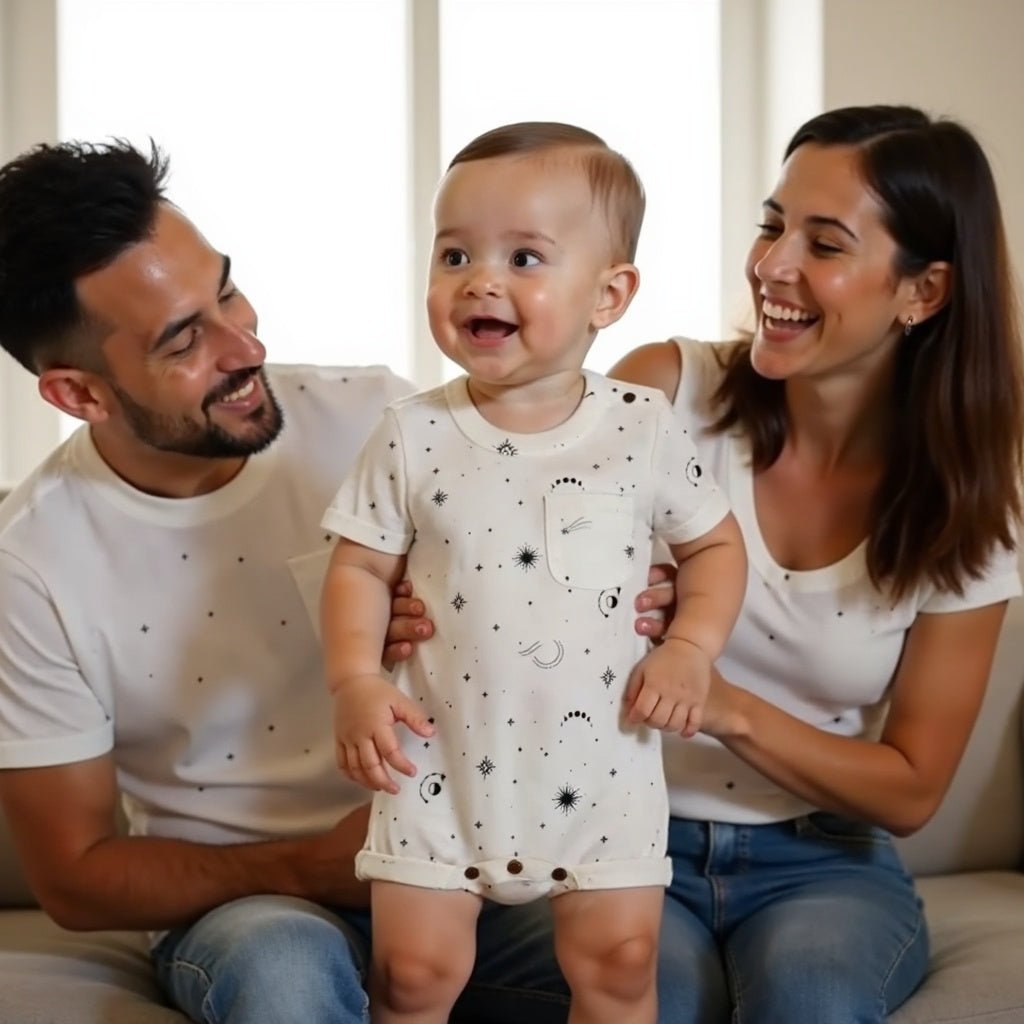 Baby short sleeve romper | celestial finn + emma