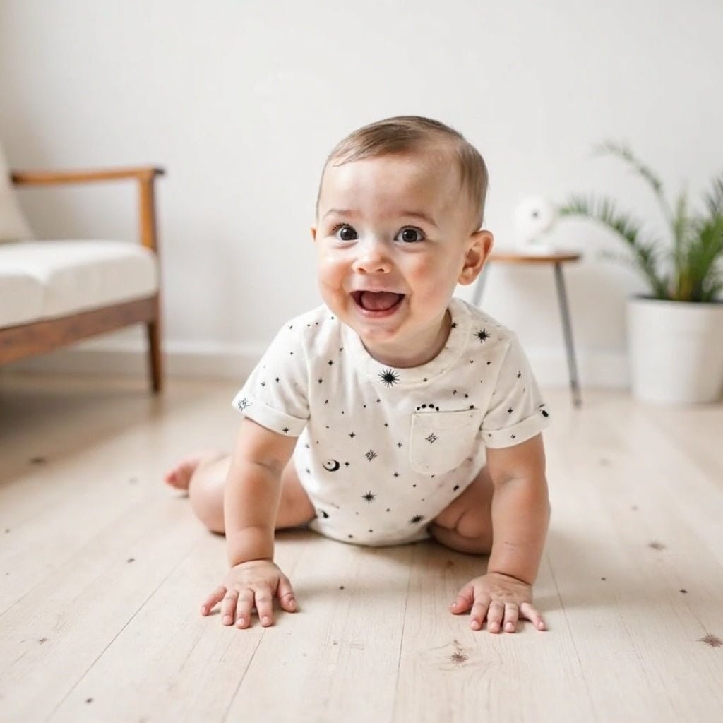 Baby short sleeve romper | celestial finn + emma