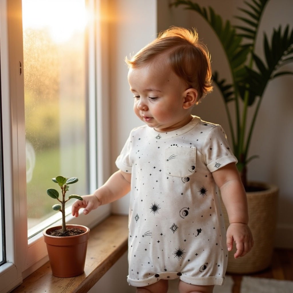 Baby short sleeve romper | celestial finn + emma
