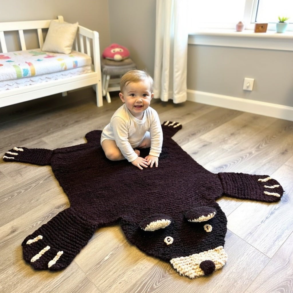 Baby Organic Wool Play Mat + Nursery Rug  | Brown Bear finn + emma