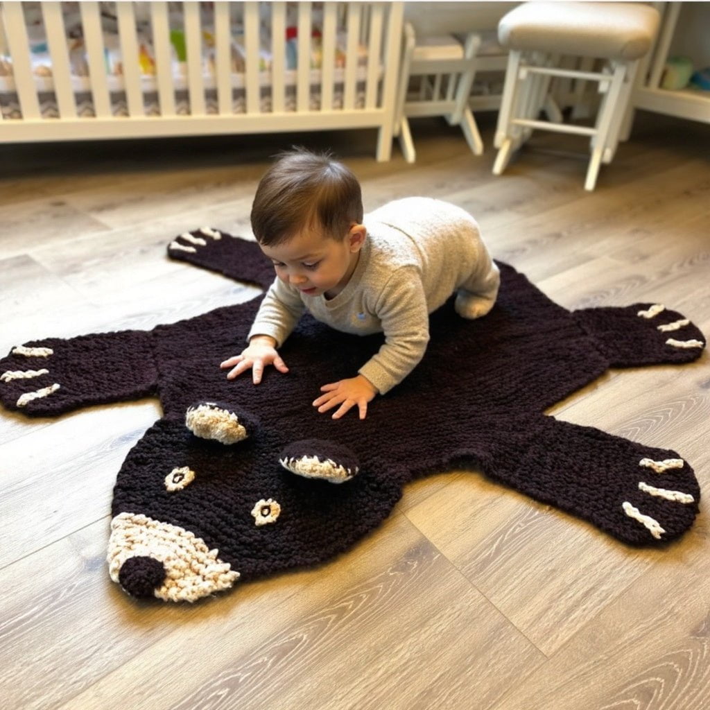 Baby Organic Wool Play Mat + Nursery Rug  | Brown Bear finn + emma