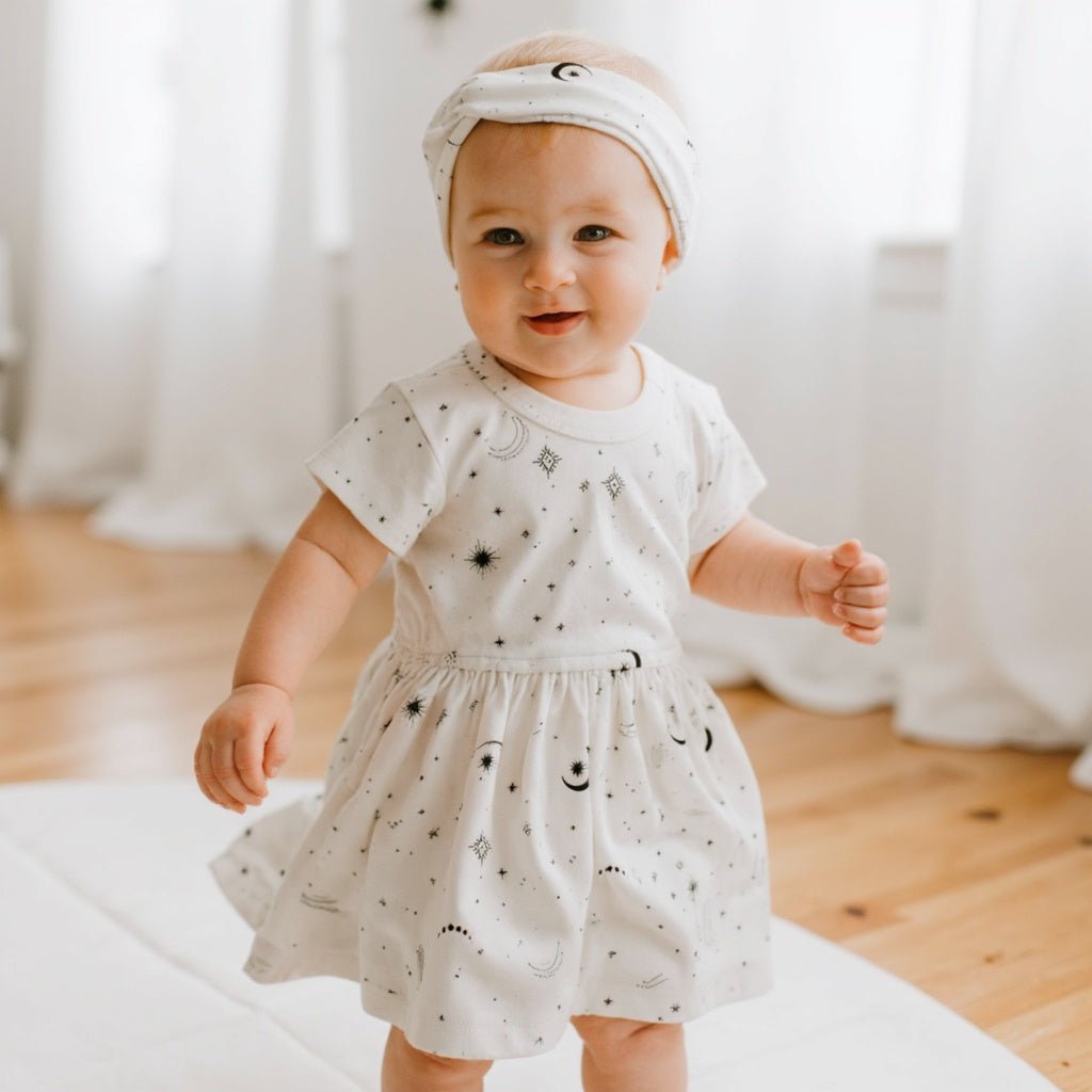 Baby short sleeve twirl dress | celestial finn + emma