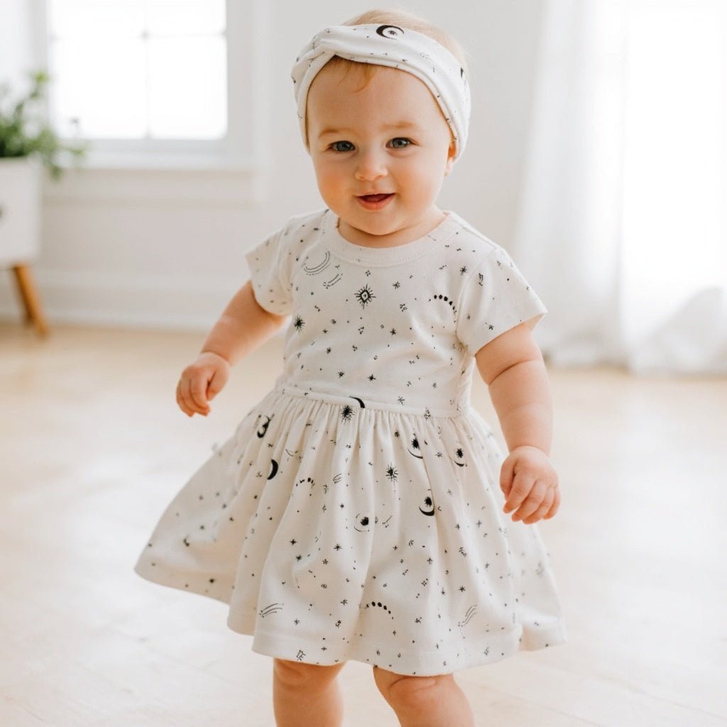 Baby short sleeve twirl dress | celestial finn + emma
