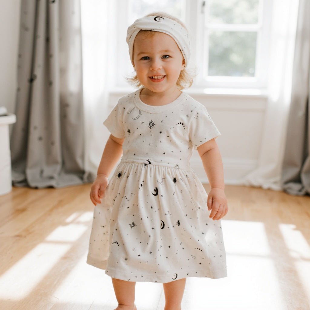 Baby short sleeve twirl dress | celestial finn + emma