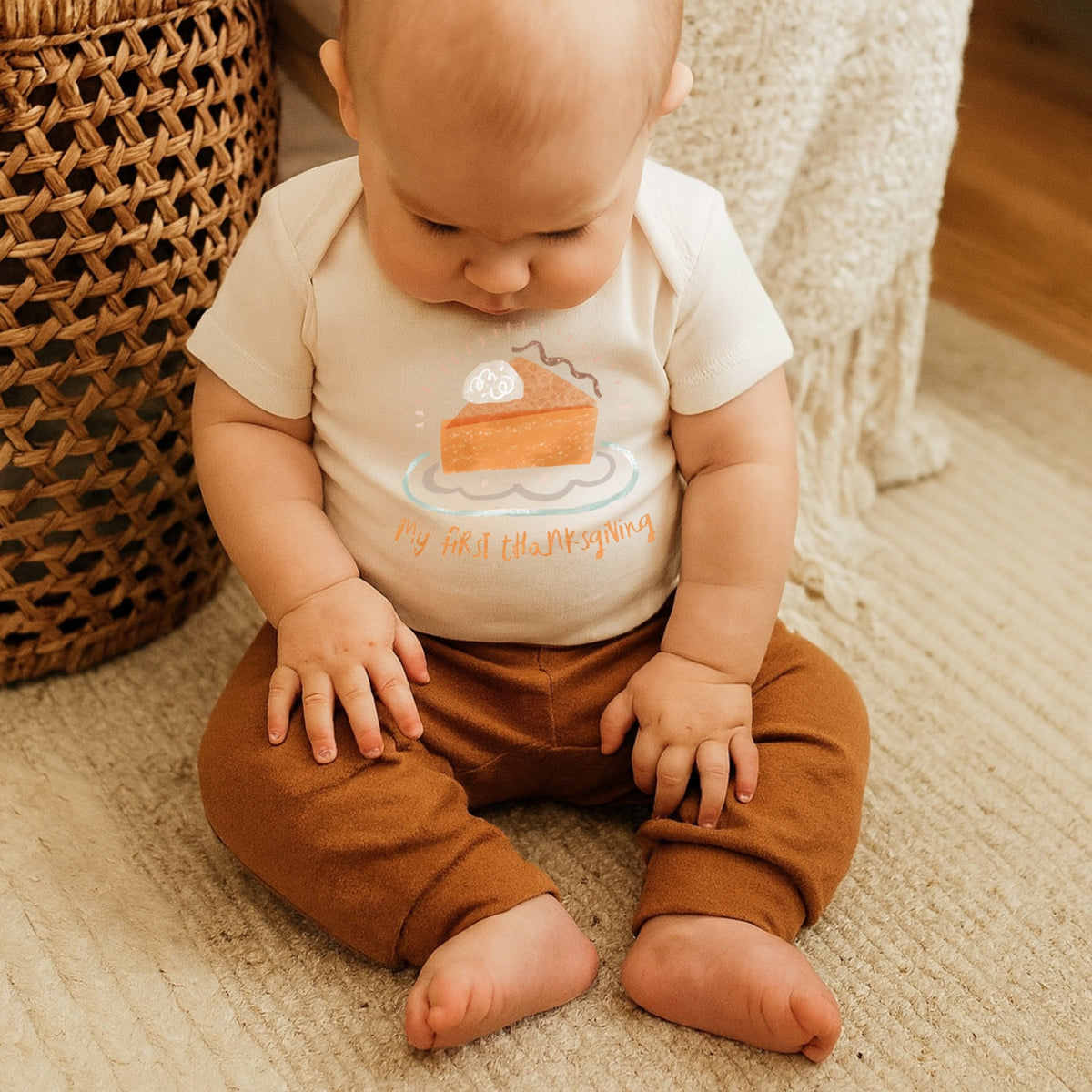 Baby graphic bodysuit | thanksgiving pie finn + emma