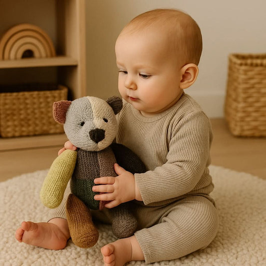 Baby Wool Knit Buddy  | Dee Patchwork Bear finn + emma