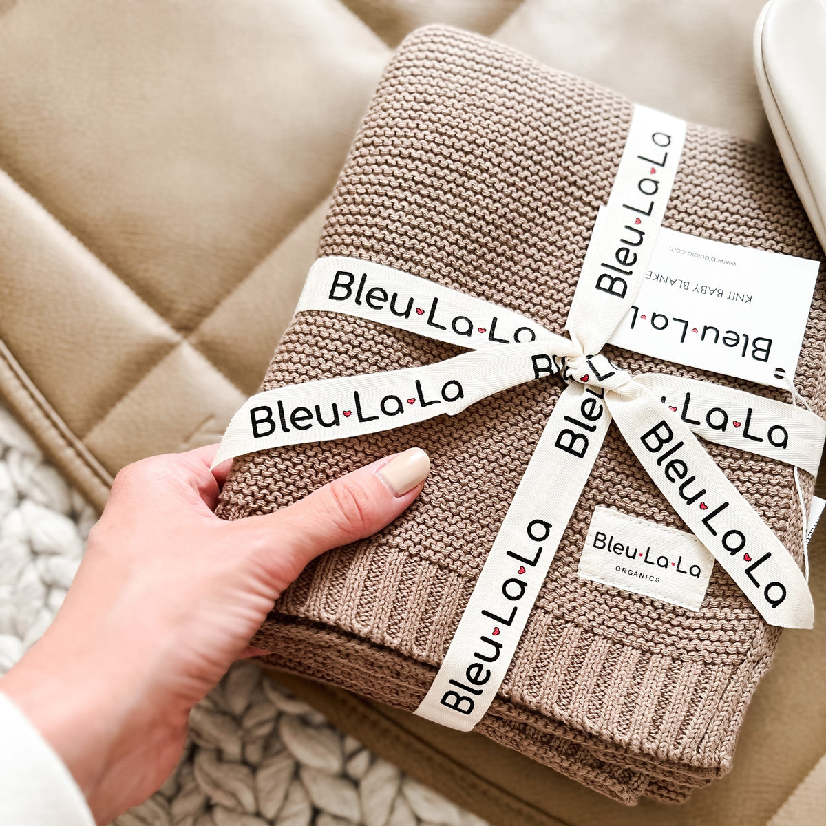 Baby Heritage Knit - 100% Organic Cotton Luxury Knit Baby Swaddle Bleu La La