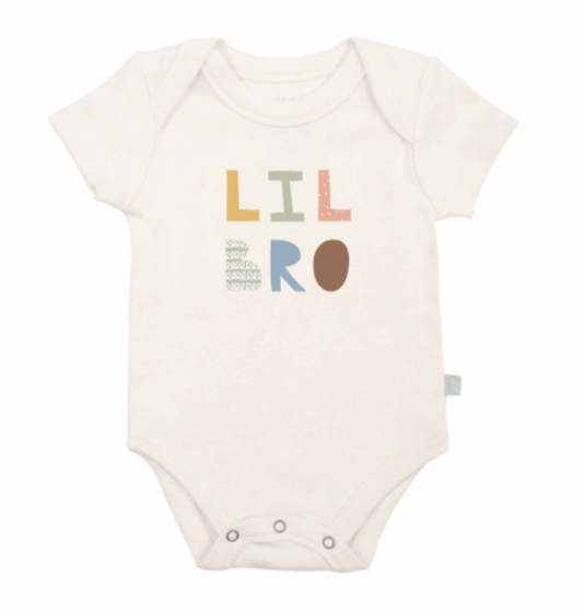 Baby graphic bodysuit | lil bro - desert rose Finn + Emma