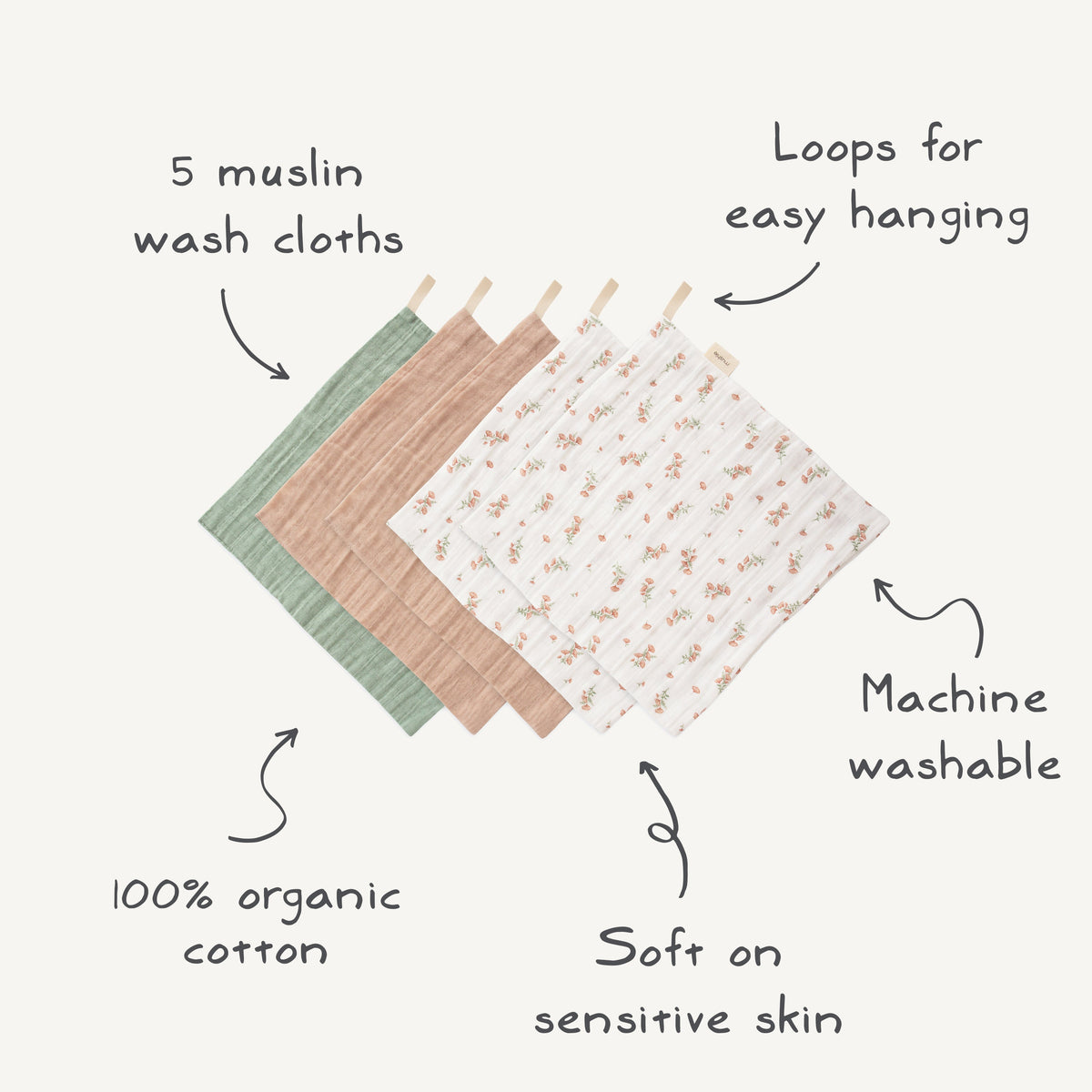 Baby Muslin Cotton Washcloth Mushie