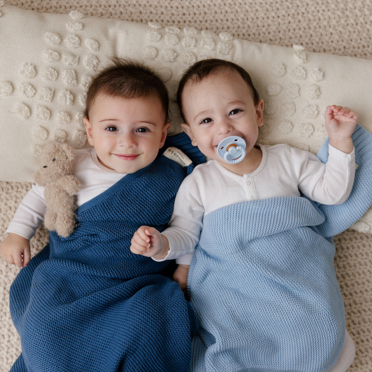 Baby Heritage Knit - 100% Organic Cotton Luxury Knit Baby Swaddle Bleu La La