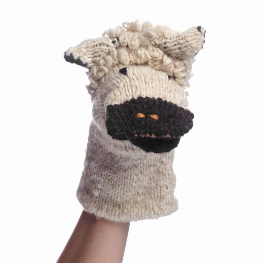 Baby Organic Wool Knit Hand Puppet  | Sawyer the Sheep finn + emma