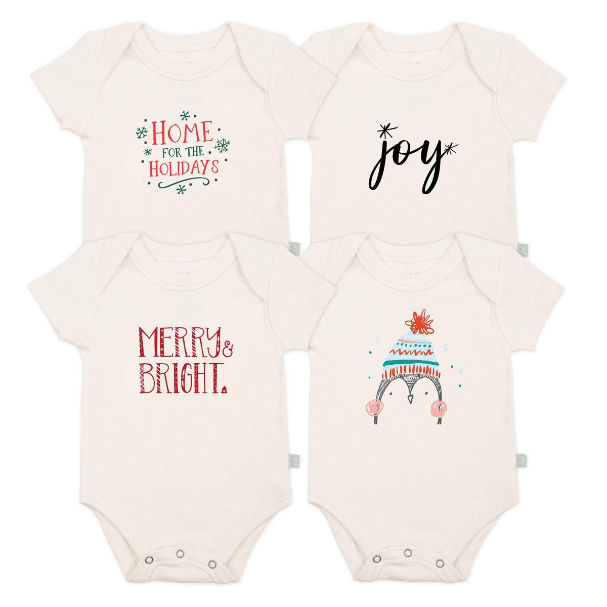 Baby graphic bodysuit set | holiday 4 pack + 1 free finn + emma