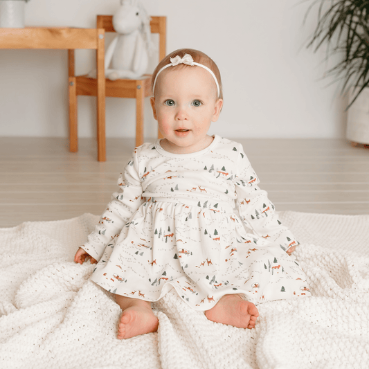 Baby long sleeve twirl dress | into the woods finn + emma