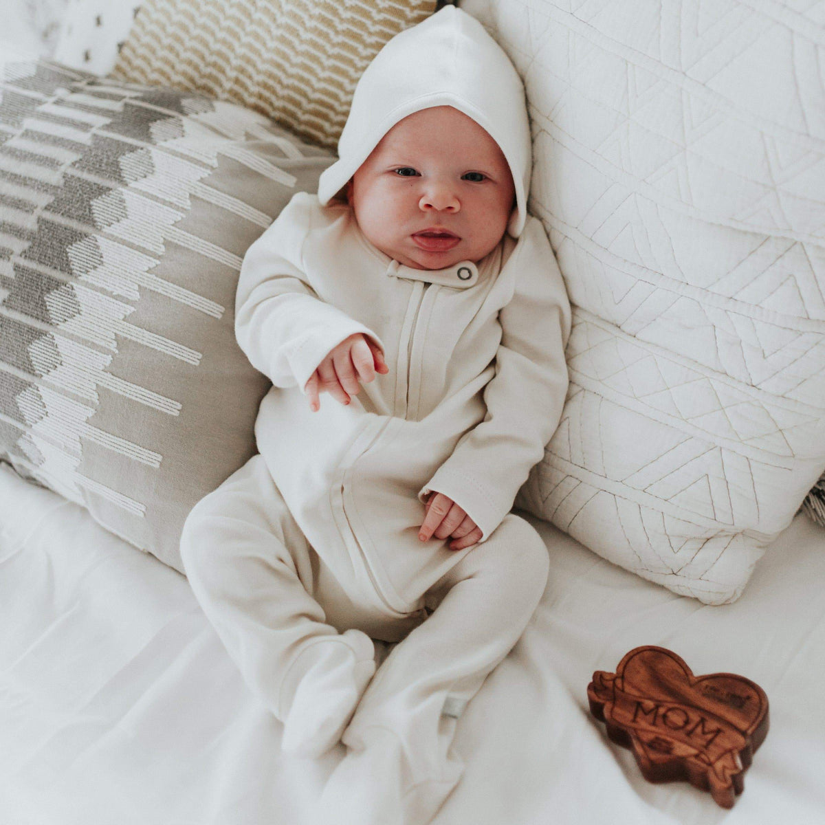 Baby 2 pc. zipper footie set | ivory & heather grey finn + emma