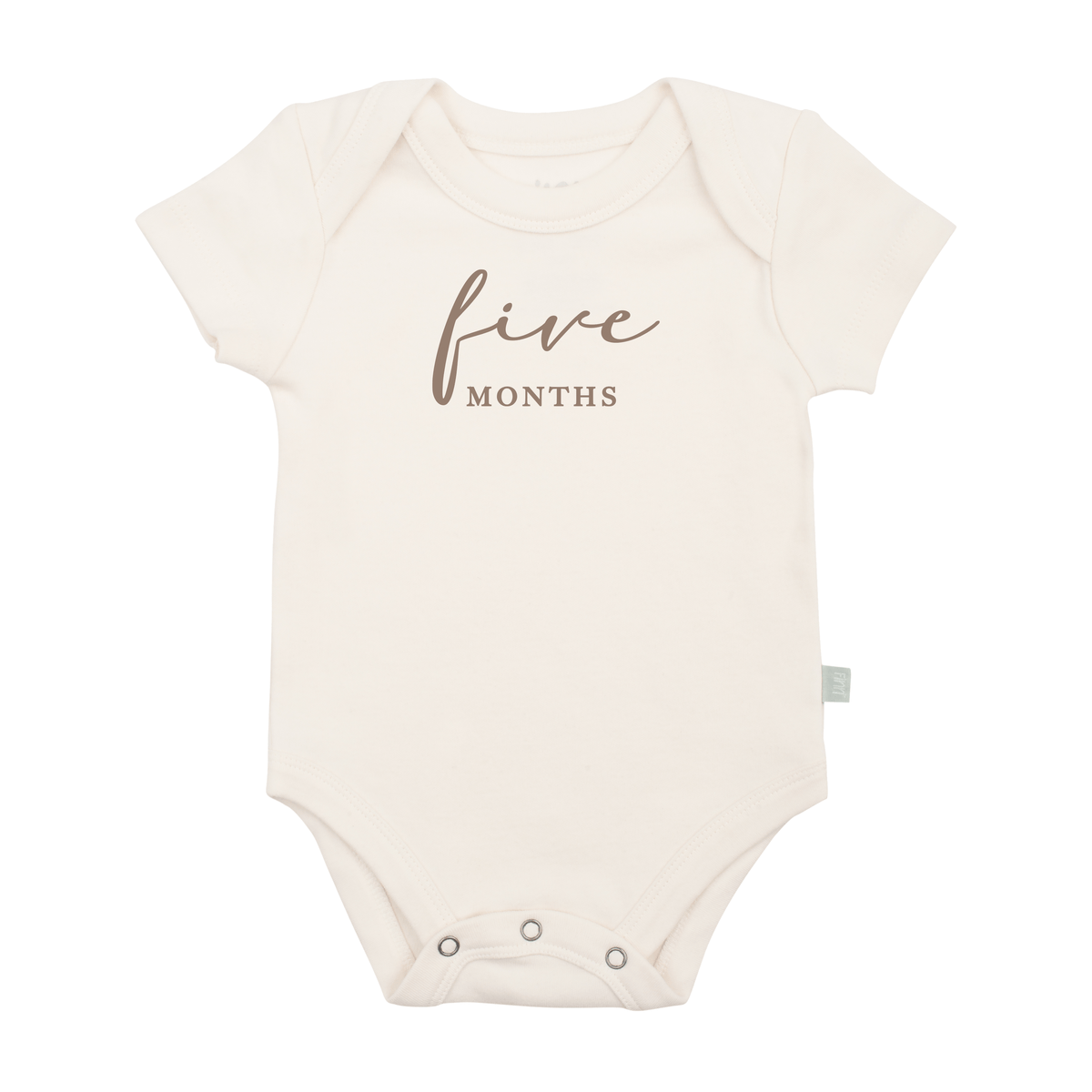 Baby graphic bodysuit | five months milestone taupe finn + emma
