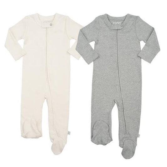 Baby 2 pc. zipper footie set | ivory & heather grey finn + emma