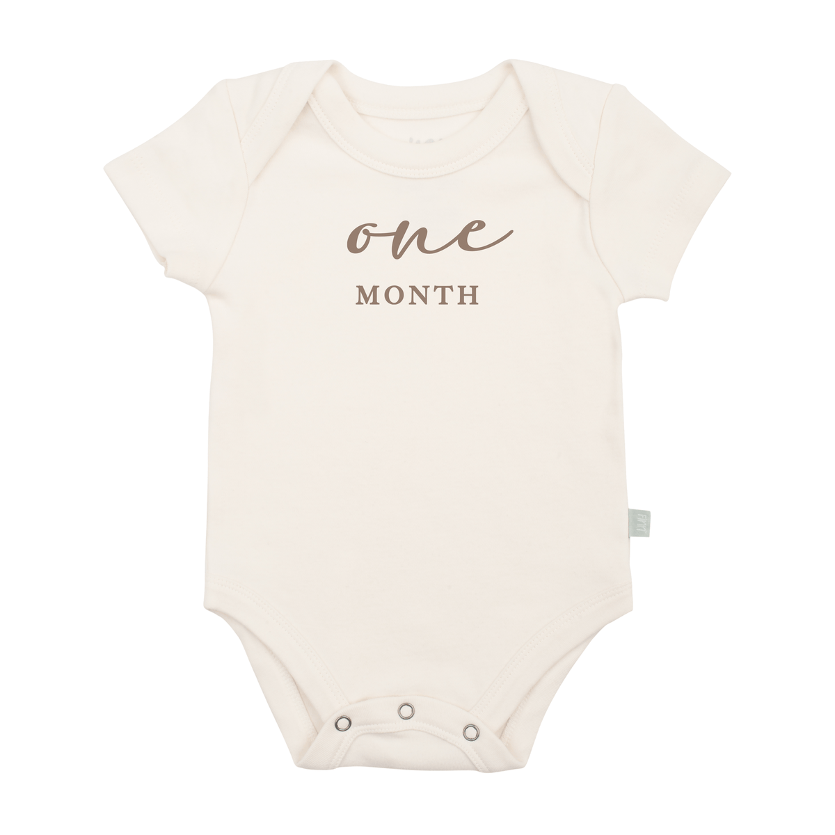Baby graphic bodysuit | one month milestone taupe finn + emma